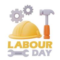 labour day with Construction tools and equipment.3d rendering photo