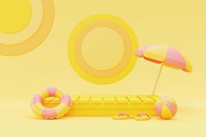 summer display with summer elements,3d rendering. photo