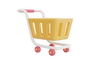 Shopping cart isolated on white background, Great discount and sale promotion concept, 3d rendering. photo