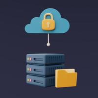 Cloud storage technology concept with Server racks and blue cloud symbol,online database,transfer data information,minimal style.3d rendering. photo