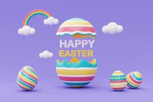 Happy Easter with colorful easter eggs,International Spring Celebration,minimal style,3d rendering. photo