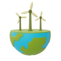 Happy earth day,World globe with wind turbine ,save the planet and energy concept,sustainable energy development,3d rendering. photo