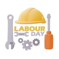 labour day with Construction tools and equipment.3d rendering photo