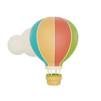 hot air balloon isolated on light background,Camping equipment,summer camp concept,3d rendering. photo