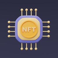 concepto de tokens no fungibles nft, arte criptográfico, tecnología de innovación, representación 3d. foto