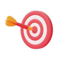 Dart arrow hit the center target of dartboard isolated on light backgound,Achieving the goal,success business strategy concept,minimal style,3d rendering. photo