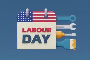 Labour day with calendar, Construction tools and equipment.3d rendering photo