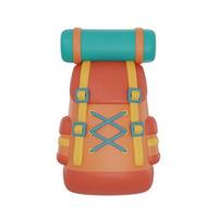 travel backpack isolated on light background,Camping equipment,summer camp concept,3d rendering. photo
