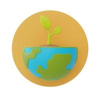 World globe with green leaf symbol, smart energy saving, Eco friendly, 3d rendering. photo