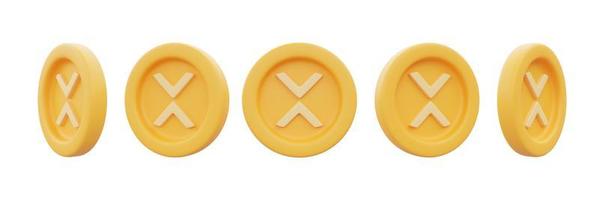 conjunto de monedas xrp doradas aisladas en fondo blanco, criptomoneda, tecnología de cadena de bloques, estilo minimalista. Representación 3d. foto