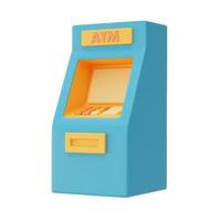 ATM machine isolated on light background,Business financial investment concept.minimal style.3d rendering. photo