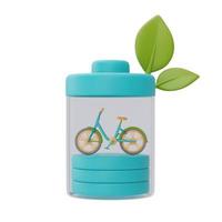 Battery charge with bicycle and green leaf,smart energy saving,Happy earth day,World environment day,Eco friendly,3d rendering. photo