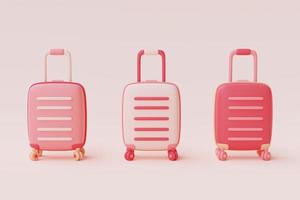 set of pink suitcases isolated on pastel background,valentine's day sale concept,Tourism and travel,minimal style.3d rendering. photo