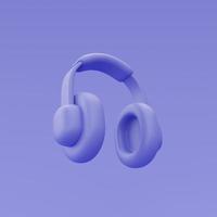 Auriculares morados 3d aislados, estilo minimalista, representación 3d. foto