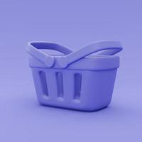 3d purple shopping basket isolated,Online shopping concept,minimal style,3d rendering. photo