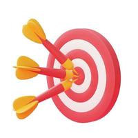 Dart arrow hit the center target of dartboard isolated on light backgound,Achieving the goal,success business strategy concept,minimal style,3d rendering. photo