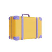 Yellow suitcase isolated on light background, holiday vacation, Time to travel, 3d rendering photo