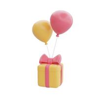 Gift boxes with balloons floating isolated on white background, Great discount and sale promotion concept, 3d rendering. photo