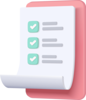White clipboard task management todo check list, efficient work on project plan, fast progress, level up concept, assignment and exam, productivity solution icon. 3d render on pink background. png