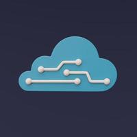 3d render of blue cloud symbol isolated on dark background,Cloud storage technology,global data sharing,minimal style. photo