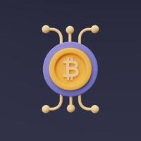 Bitcoin,blockchain technology services,Cryptocurrency protection concept,independent worldwide cryptocurrency,minimal style.3d rendering. photo