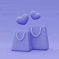 3d purple shopping bag isolated,Online shopping concept,minimal style,3d rendering. photo