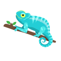 cartoon blue chameleon element design png