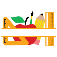 monograma dividido de útiles escolares para maestros png