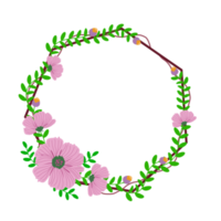 Round wreath with twigs with pink floral  .design graphic png