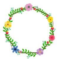 corona redonda con ramitas con gráfico floral .design png