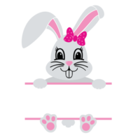 bebé lindo conejo con diseño de monograma dividido png