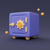 closed purple safe box isolated,Cryptocurrency protection concept,minimal style.3d rendering. photo