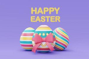 Happy Easter with colorful easter eggs,International Spring Celebration,minimal style,3d rendering. photo