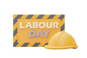 Happy labour day,Under construction sign with Safety helmet,Construction tools.3d rendering photo