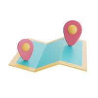 Map and location pin isolated on light background, holiday vacation, Time to travel, 3d rendering