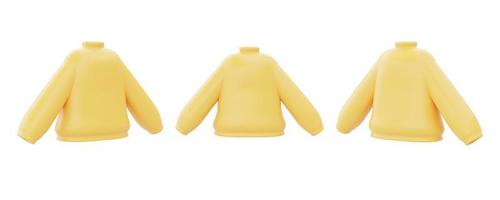 Set of yellow sweater isolated on white background, 3d rendering. photo