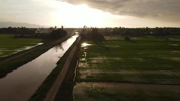 luchtfoto regenachtige dag tijdens zonsondergang video