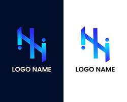 plantilla de diseño de logotipo moderno letra m y h vector