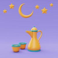 Saludos de ramadán 3d, fiesta islámica, raya hari, eid al adha, representación 3d. foto