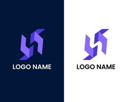 plantilla de diseño de logotipo moderno letra s y h vector