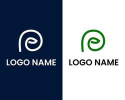 letter e with leaf logo design template vector