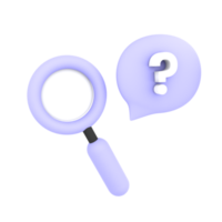 3d cute magnifying glass with question mark icon ecommerce illustration png