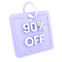 3d discount 90 percent off sale tag icon ecommerce illustration png