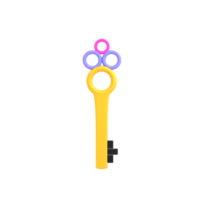 3d key to unlock success isolated render illustration png