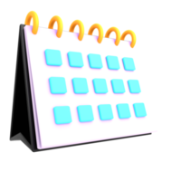 3d simple table calender isolated render illustration png