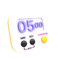 Illustrazione isolata dell'icona del cronometro digitale 3d png