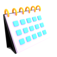 3d einfacher Tabellenkalender isolierte Renderillustration png