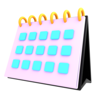 3d simple table calender isolated render illustration png