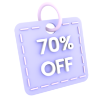 3d discount 70 percent off sale tag icon ecommerce illustration png