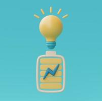 3d render yellow lightbulb on blue background,idea loading concept,creativity for business idea,minimal style,3d rendering. photo